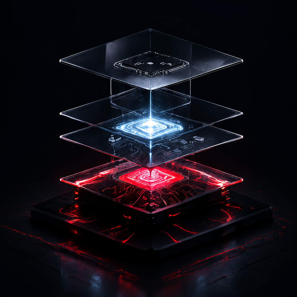 Layered physical AI state stack visualization